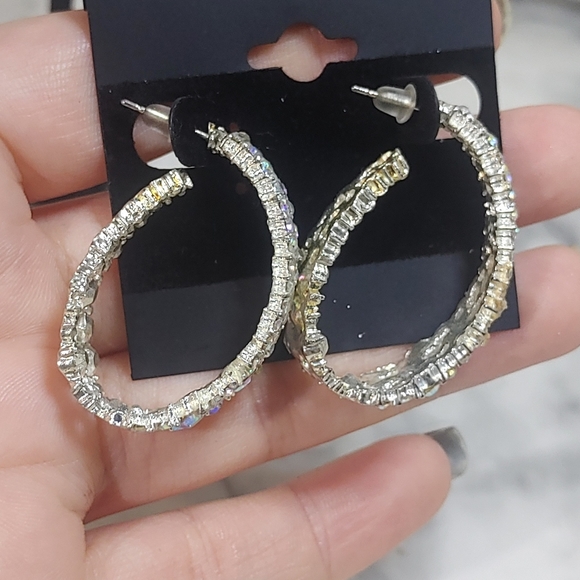 Iridescent Rhinestone Earrings - Picture 5 of 8